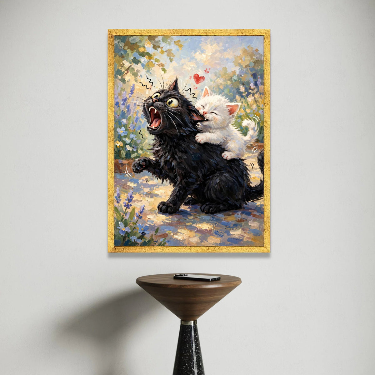 Playful Kittens Canvas Wall Art, Cute Cat Illustration, Whimsical Animal Canvas, Adorable Pet Wall Decor, Fun Feline Canvas Print Art