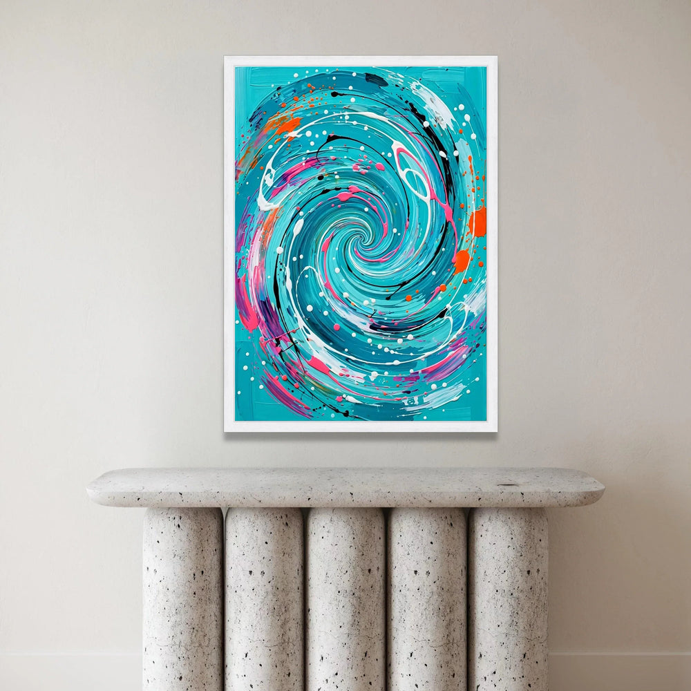 Vibrant Spiral Swirl Canvas, Abstract Blue Wall Art, Dynamic Modern Home Decor, Colorful Swirling Design, Contemporary Canvas Print Art