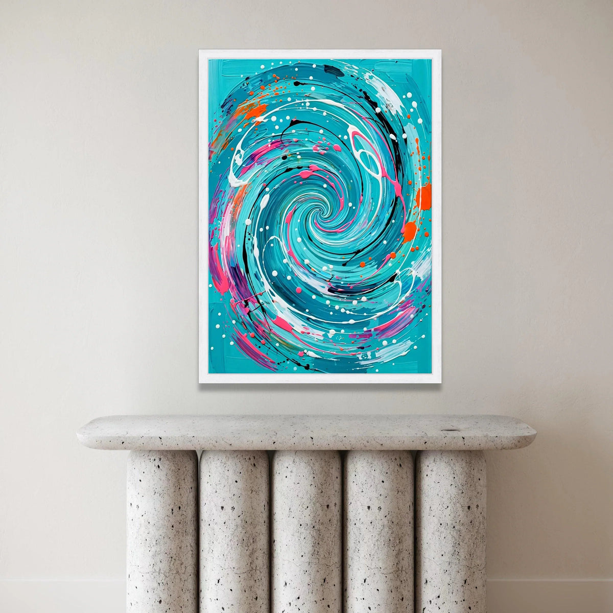 Vibrant Spiral Swirl Canvas, Abstract Blue Wall Art, Dynamic Modern Home Decor, Colorful Swirling Design, Contemporary Canvas Print Art