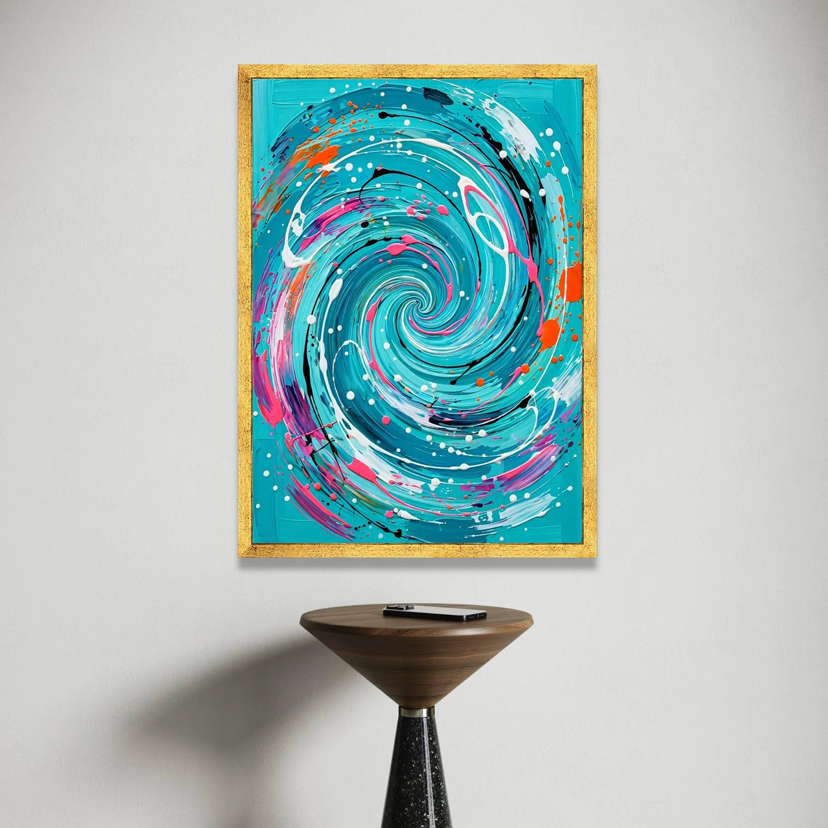 Vibrant Spiral Swirl Canvas, Abstract Blue Wall Art, Dynamic Modern Home Decor, Colorful Swirling Design, Contemporary Canvas Print Art