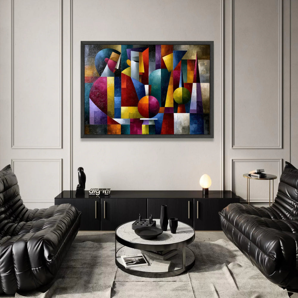Abstract Geometric Faces Canvas, Modern Cubist Wall Art, Colorful Shape Design, Contemporary Home Decoration Canvas Print Art