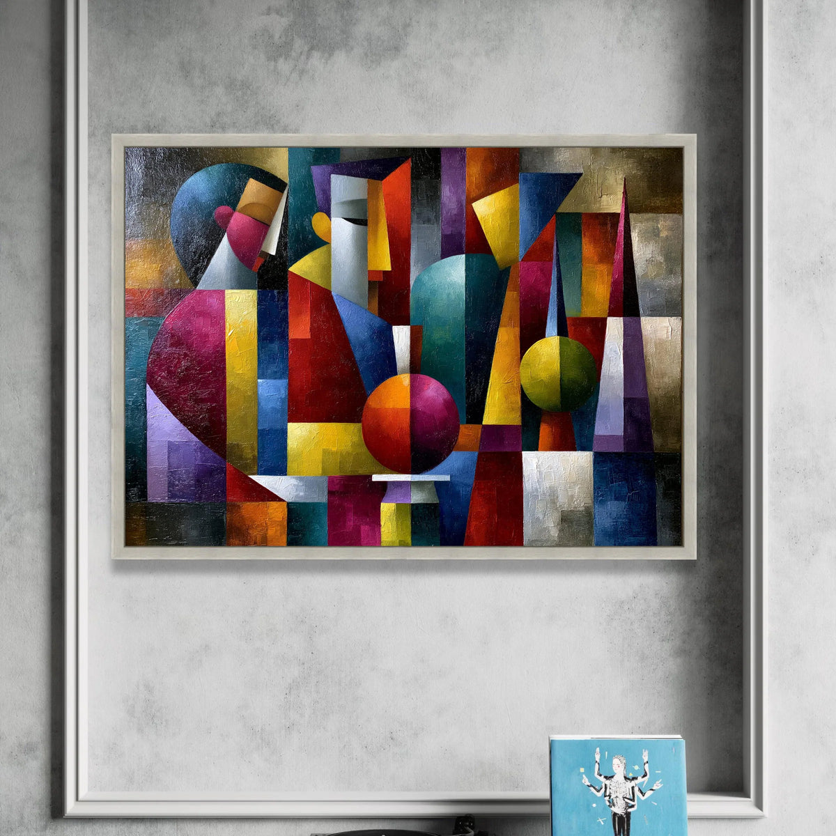 Abstract Geometric Faces Canvas, Modern Cubist Wall Art, Colorful Shape Design, Contemporary Home Decoration Canvas Print Art