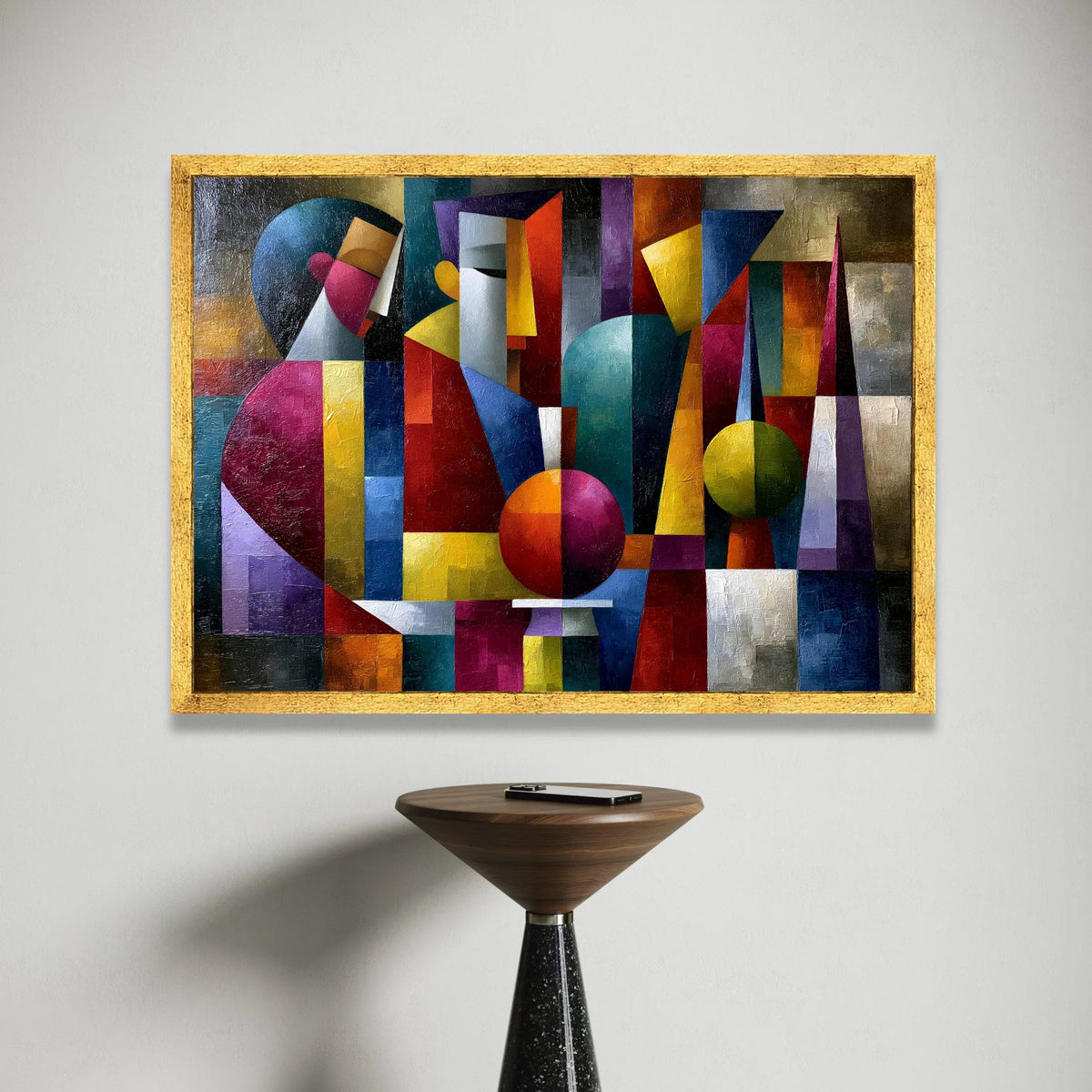 Abstract Geometric Faces Canvas, Modern Cubist Wall Art, Colorful Shape Design, Contemporary Home Decoration Canvas Print Art