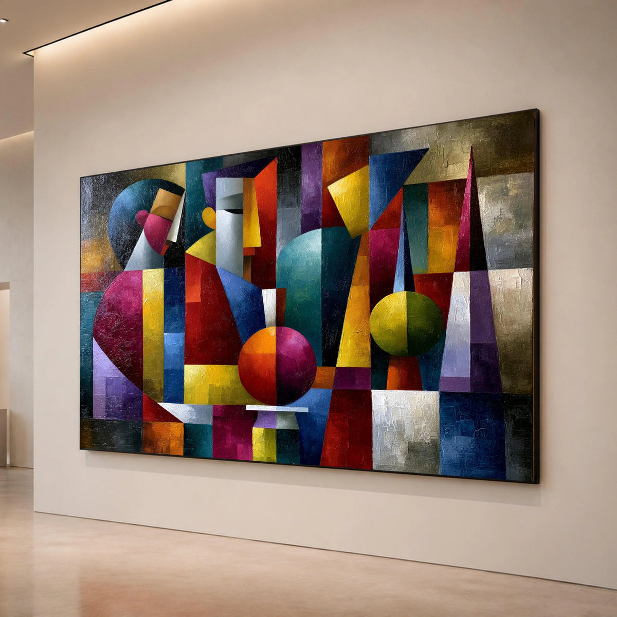 Abstract Geometric Faces Canvas, Modern Cubist Wall Art, Colorful Shape Design, Contemporary Home Decoration Canvas Print Art