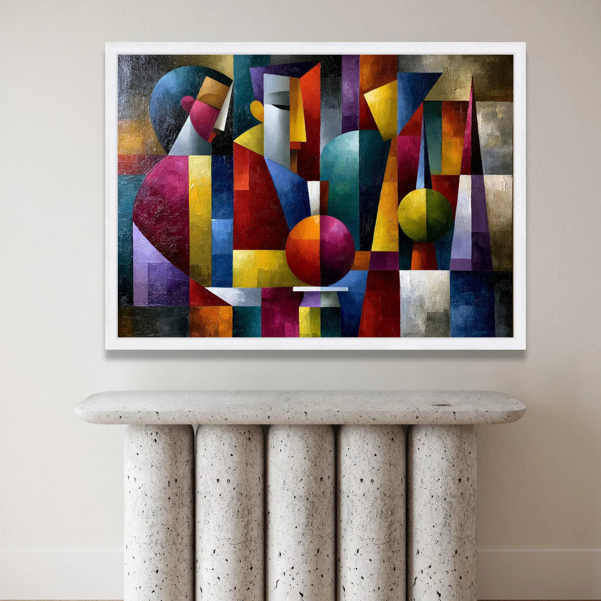 Abstract Geometric Faces Canvas, Modern Cubist Wall Art, Colorful Shape Design, Contemporary Home Decoration Canvas Print Art
