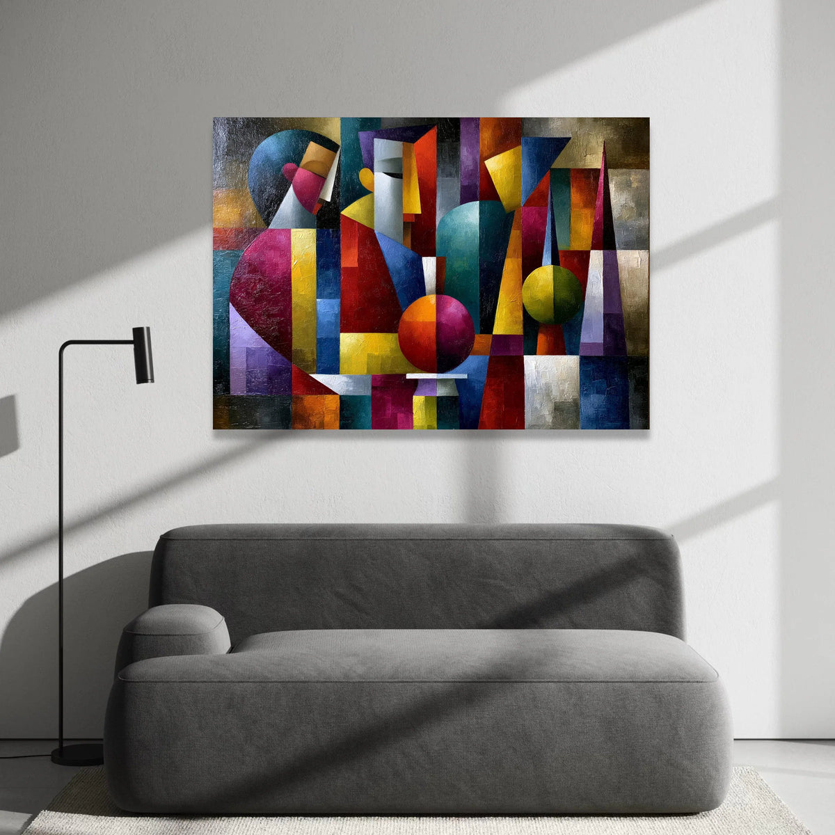 Abstract Geometric Faces Canvas, Modern Cubist Wall Art, Colorful Shape Design, Contemporary Home Decoration Canvas Print Art