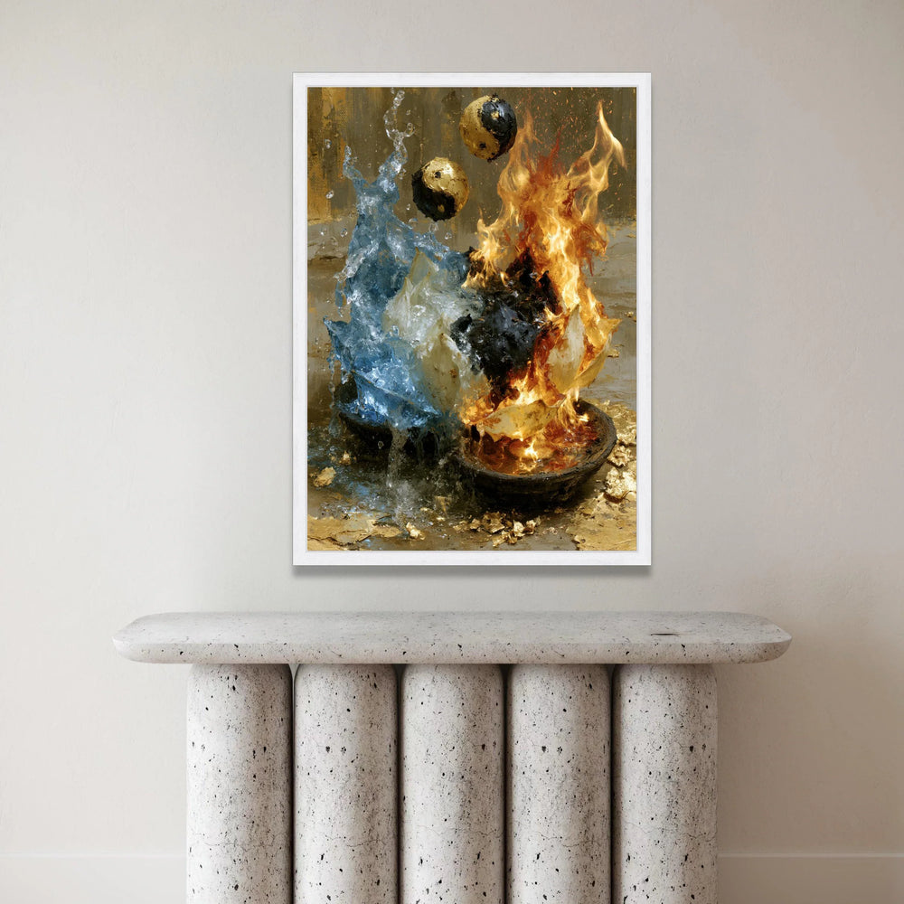 Yin Yang Fire and Water Canvas, Elemental Balance Wall Art, Energy Symbols Home Decoration, Abstract Spiritual Canvas, Canvas Print Art