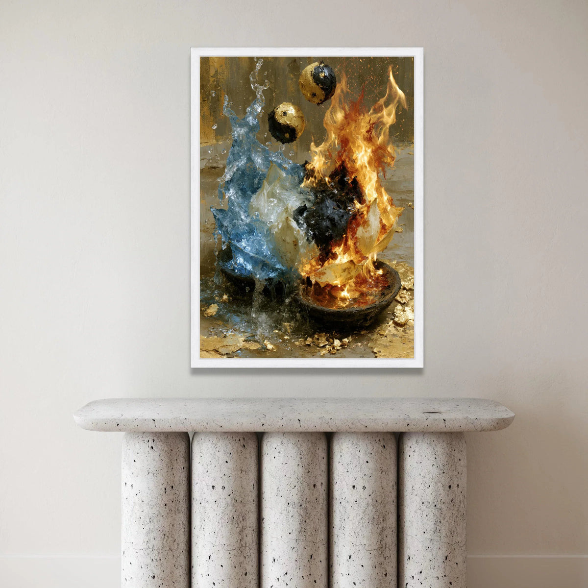 Yin Yang Fire and Water Canvas, Elemental Balance Wall Art, Energy Symbols Home Decoration, Abstract Spiritual Canvas, Canvas Print Art