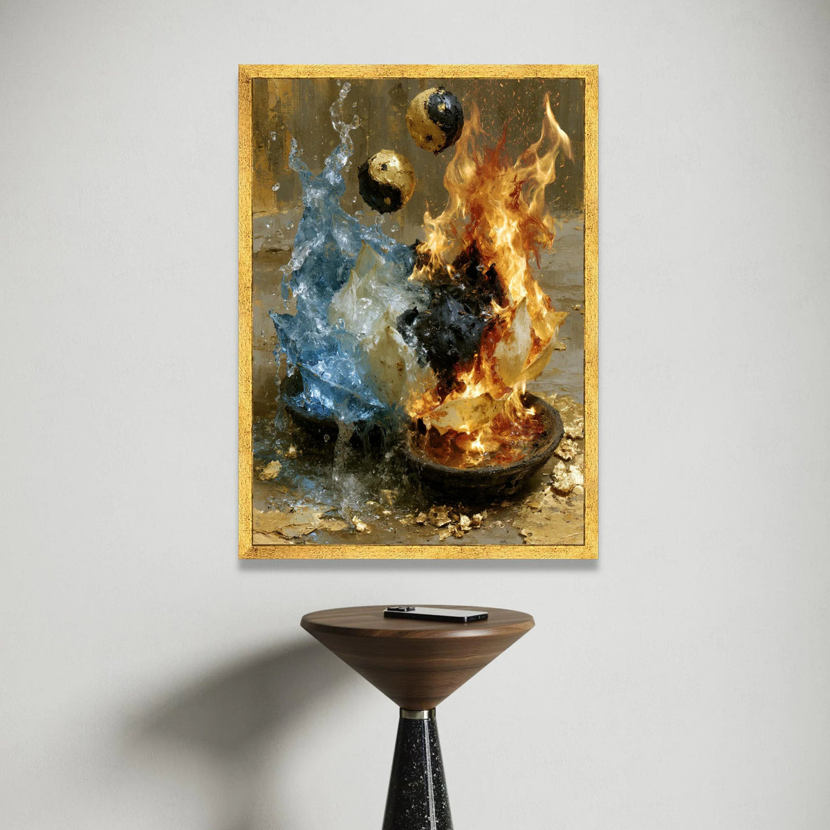 Yin Yang Fire and Water Canvas, Elemental Balance Wall Art, Energy Symbols Home Decoration, Abstract Spiritual Canvas, Canvas Print Art
