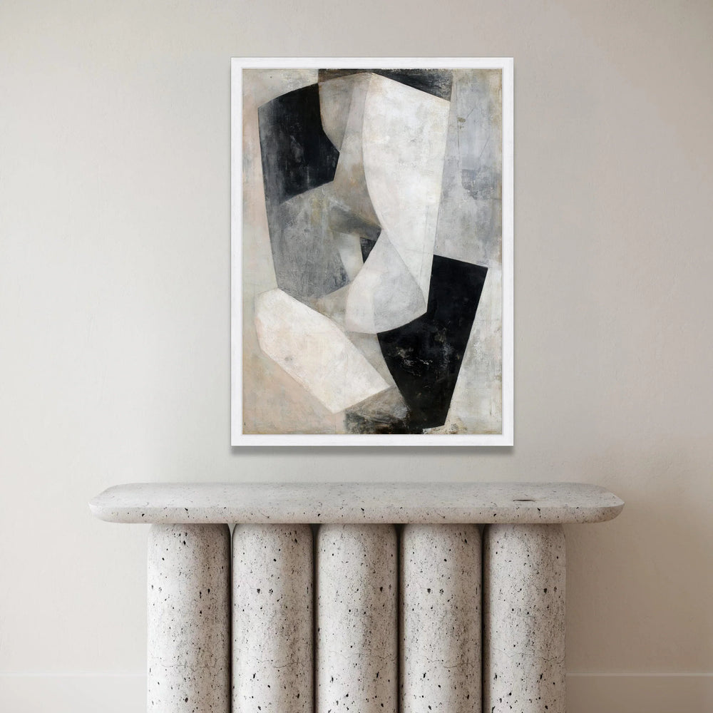 Monochrome Cubist Composition Canvas, Abstract Geometric Wall Art, Modern Neutral Tones Canvas, Contemporary Home Canvas Print Art