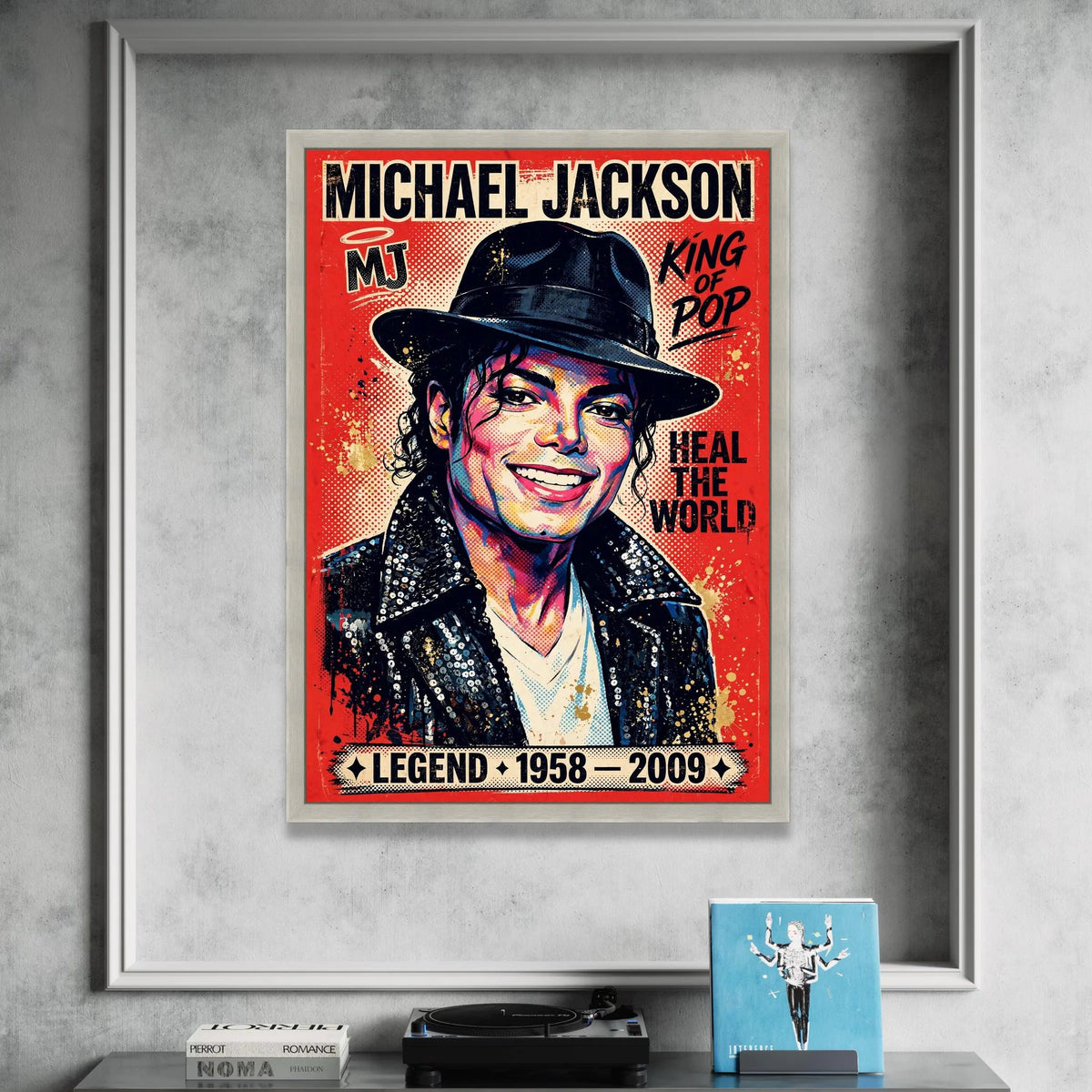 Michael Jackson Canvas Wall Art, King of Pop Portrait, Music Legend Decoration, Heal the World Wall Painting, Pop Art Canvas Print Art