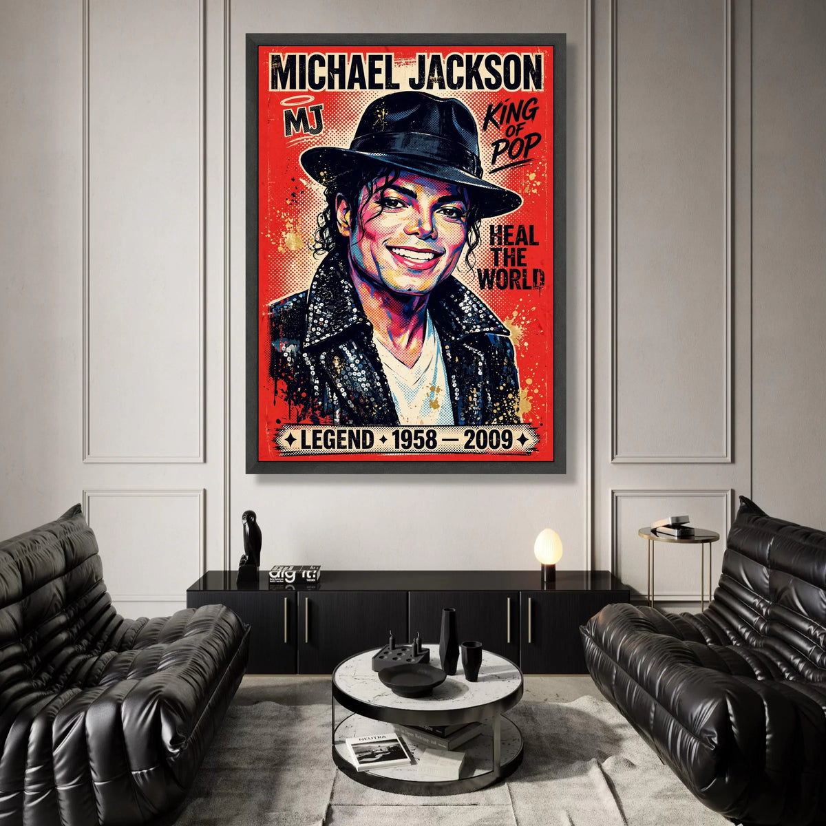 Michael Jackson Canvas Wall Art, King of Pop Portrait, Music Legend Decoration, Heal the World Wall Painting, Pop Art Canvas Print Art