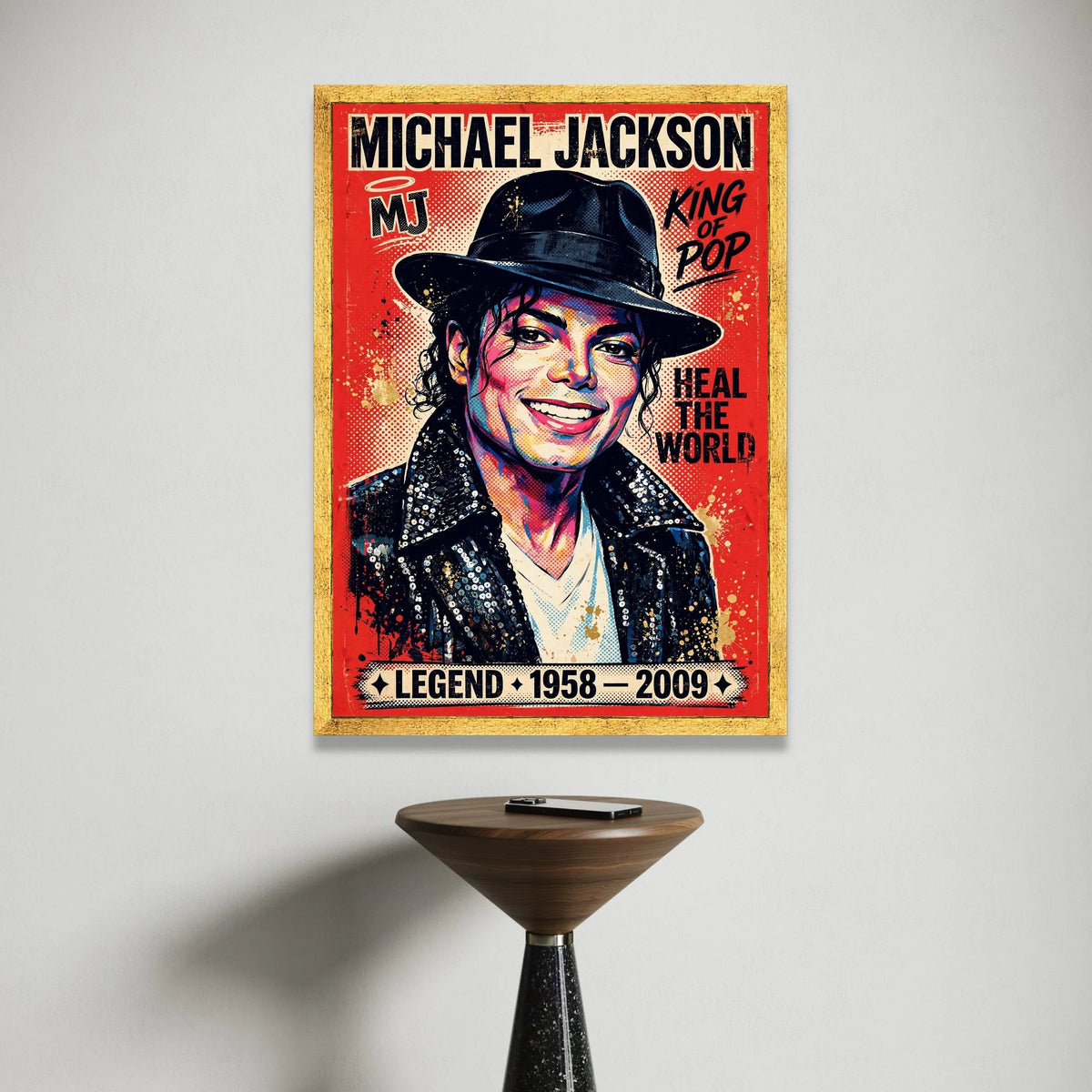 Michael Jackson Canvas Wall Art, King of Pop Portrait, Music Legend Decoration, Heal the World Wall Painting, Pop Art Canvas Print Art