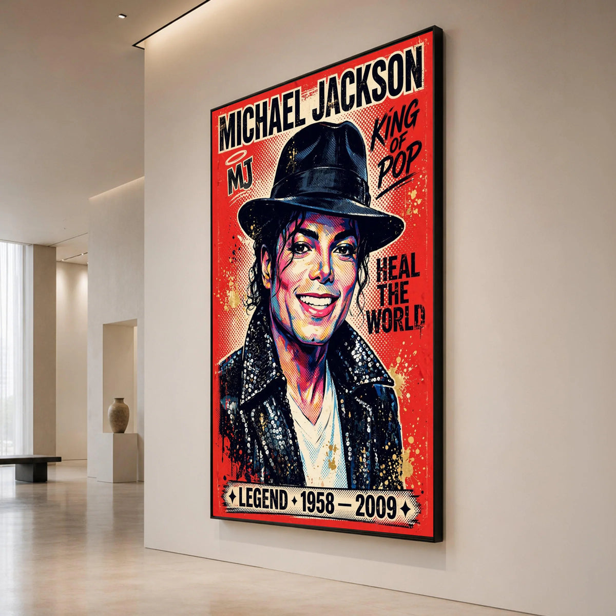 Michael Jackson Canvas Wall Art, King of Pop Portrait, Music Legend Decoration, Heal the World Wall Painting, Pop Art Canvas Print Art
