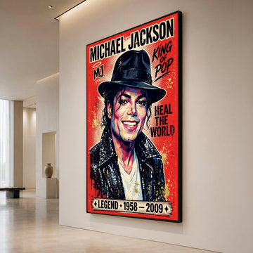 Michael Jackson Canvas Wall Art, King of Pop Portrait, Music Legend Decoration, Heal the World Wall Painting, Pop Art Canvas Print Art