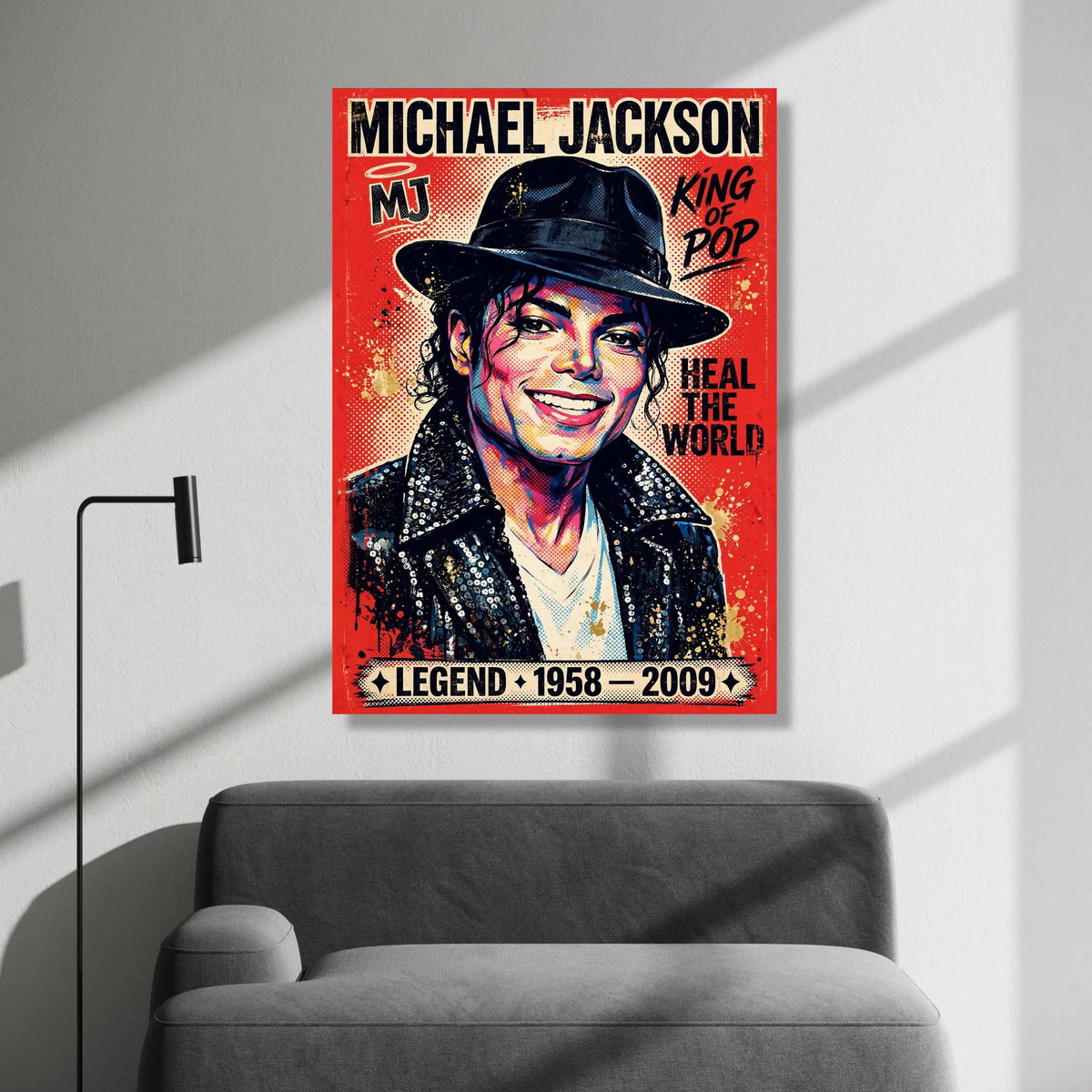 Michael Jackson Canvas Wall Art, King of Pop Portrait, Music Legend Decoration, Heal the World Wall Painting, Pop Art Canvas Print Art