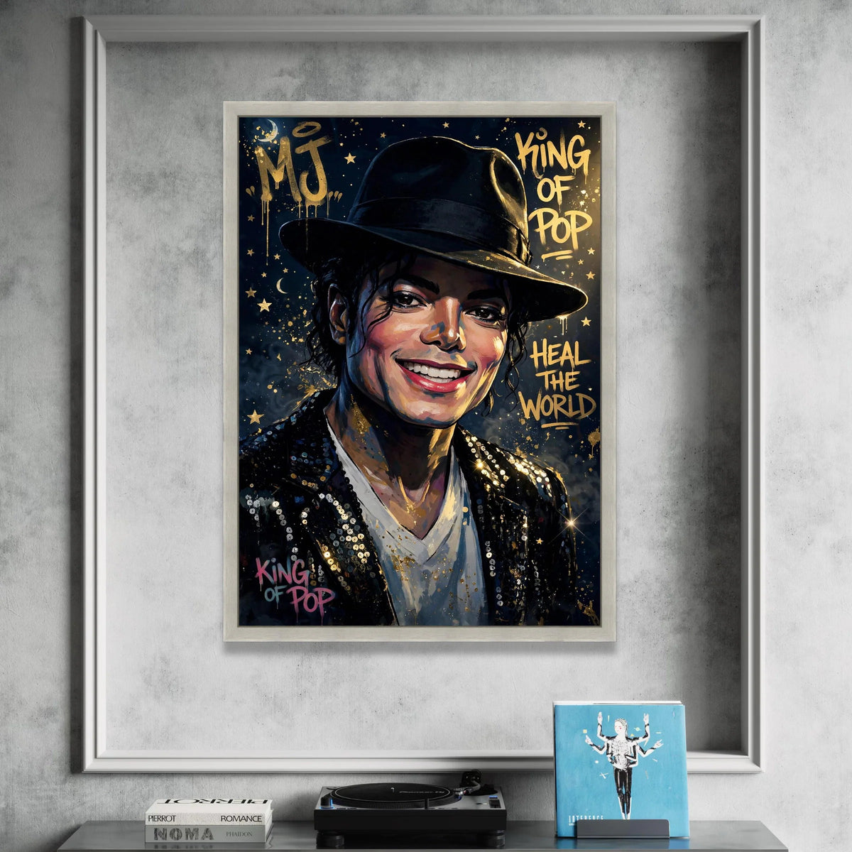Michael Jackson Portrait Canvas, King of Pop Wall Art, Heal the World Music Legend Canvas, Pop Culture Home Decoration Canvas Print Art