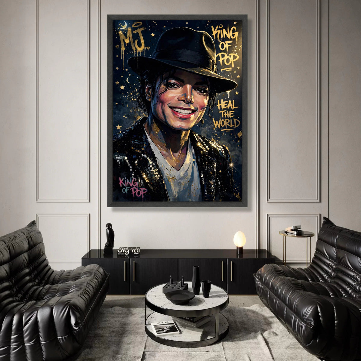 Michael Jackson Portrait Canvas, King of Pop Wall Art, Heal the World Music Legend Canvas, Pop Culture Home Decoration Canvas Print Art
