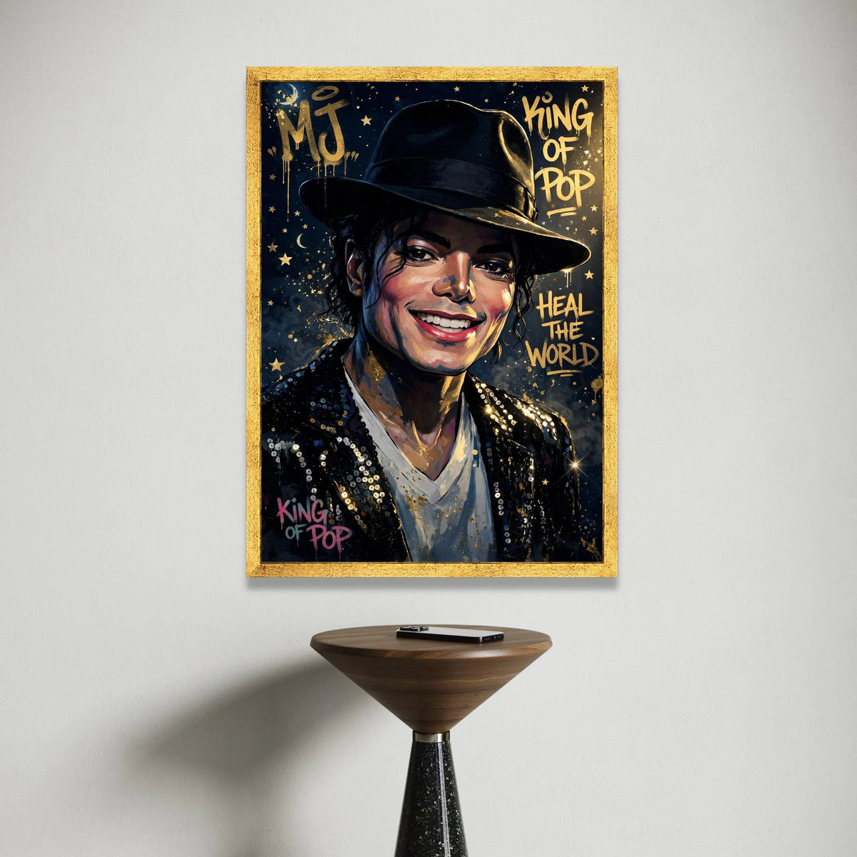 Michael Jackson Portrait Canvas, King of Pop Wall Art, Heal the World Music Legend Canvas, Pop Culture Home Decoration Canvas Print Art