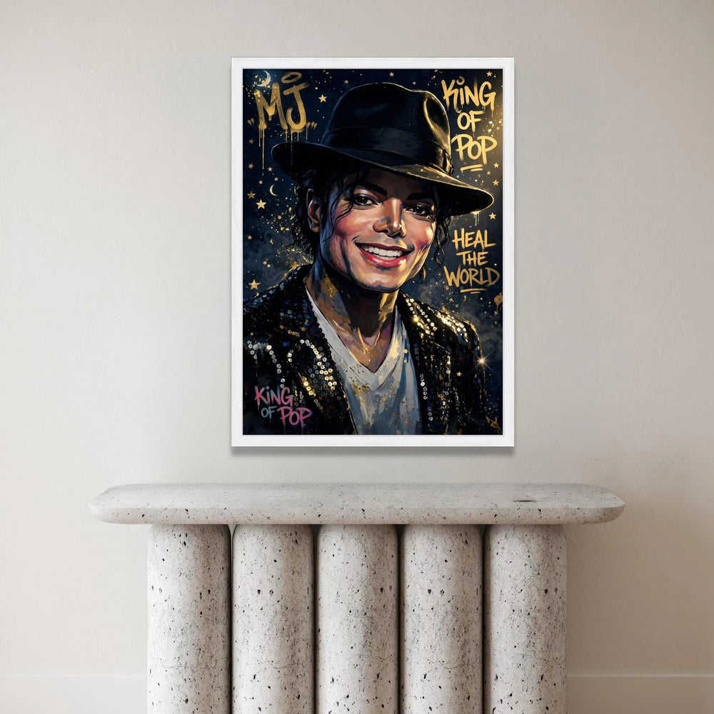 Michael Jackson Portrait Canvas, King of Pop Wall Art, Heal the World Music Legend Canvas, Pop Culture Home Decoration Canvas Print Art