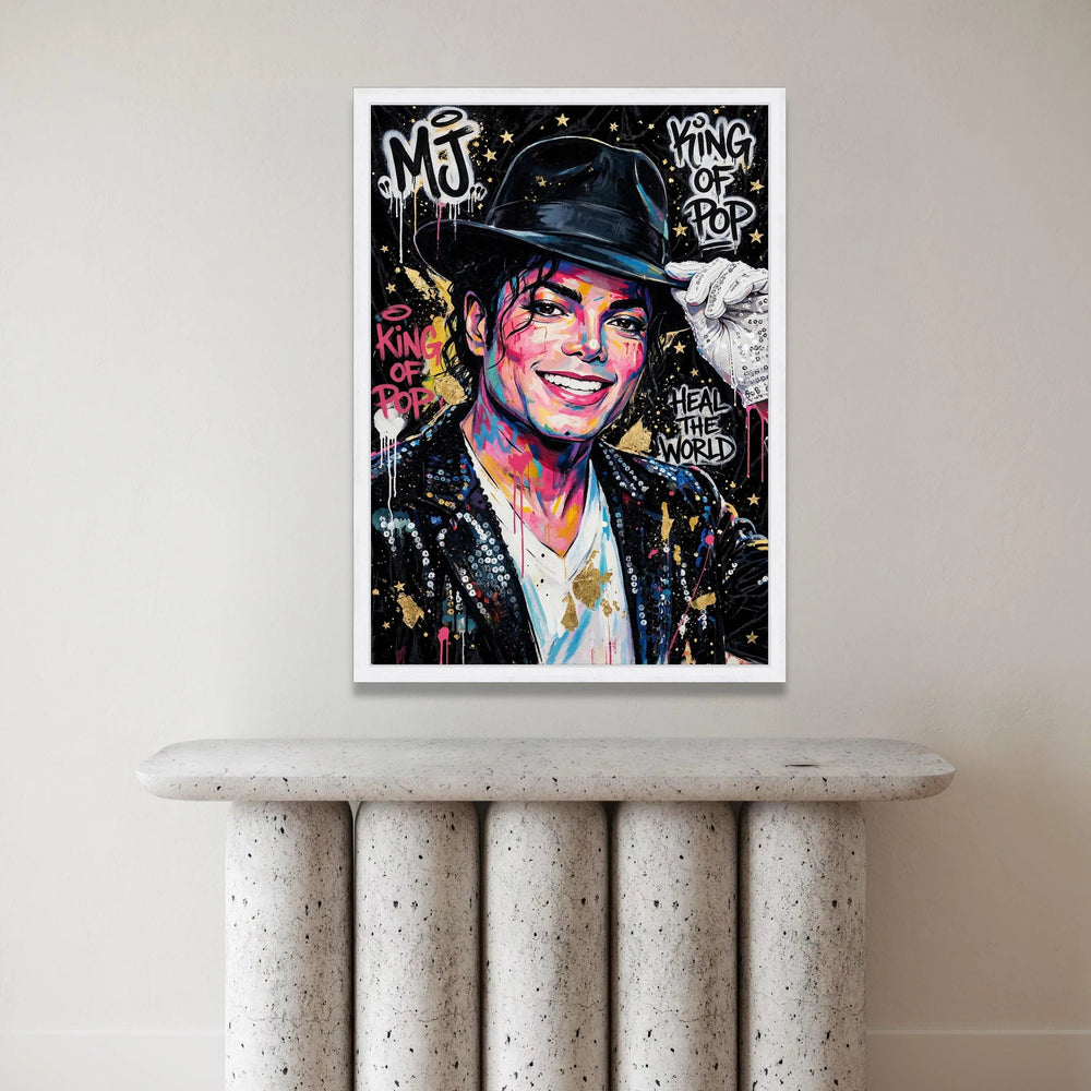 Vibrant Michael Jackson Portrait Canvas, King of Pop Wall Art, Colorful Music Legend Canvas, Modern Home Decoration, Ready Canvas Print Art