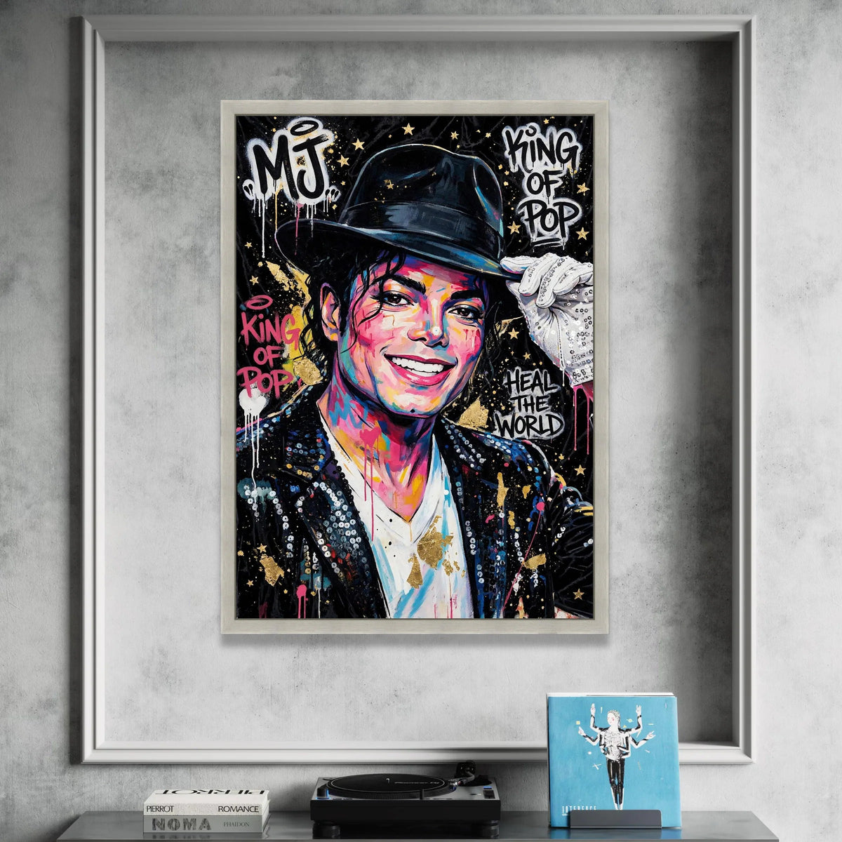 Vibrant Michael Jackson Portrait Canvas, King of Pop Wall Art, Colorful Music Legend Canvas, Modern Home Decoration, Ready Canvas Print Art