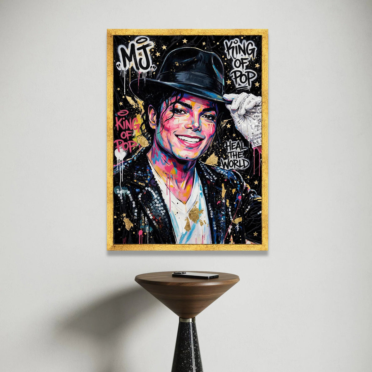 Vibrant Michael Jackson Portrait Canvas, King of Pop Wall Art, Colorful Music Legend Canvas, Modern Home Decoration, Ready Canvas Print Art