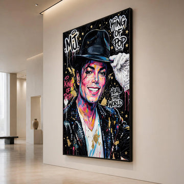 Vibrant Michael Jackson Portrait Canvas, King of Pop Wall Art, Colorful Music Legend Canvas, Modern Home Decoration, Ready Canvas Print Art