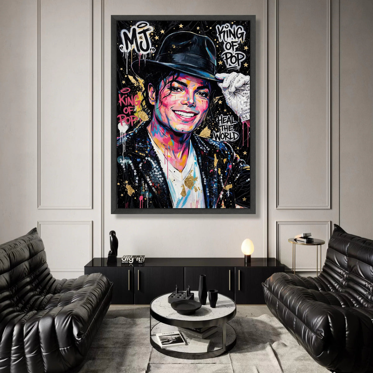 Vibrant Michael Jackson Portrait Canvas, King of Pop Wall Art, Colorful Music Legend Canvas, Modern Home Decoration, Ready Canvas Print Art