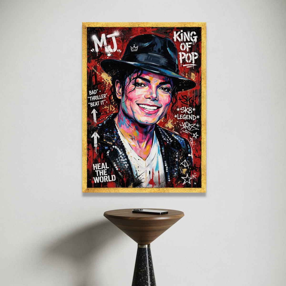 Vibrant Pop Legend Canvas Wall Art, Colorful Music Icon Portrait, Modern Graffiti Style Canvas, Inspirational Home Canvas Print Art