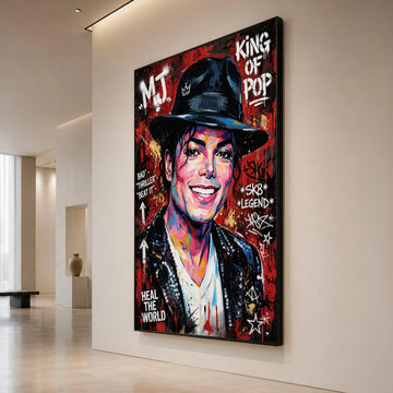 Vibrant Pop Legend Canvas Wall Art, Colorful Music Icon Portrait, Modern Graffiti Style Canvas, Inspirational Home Canvas Print Art