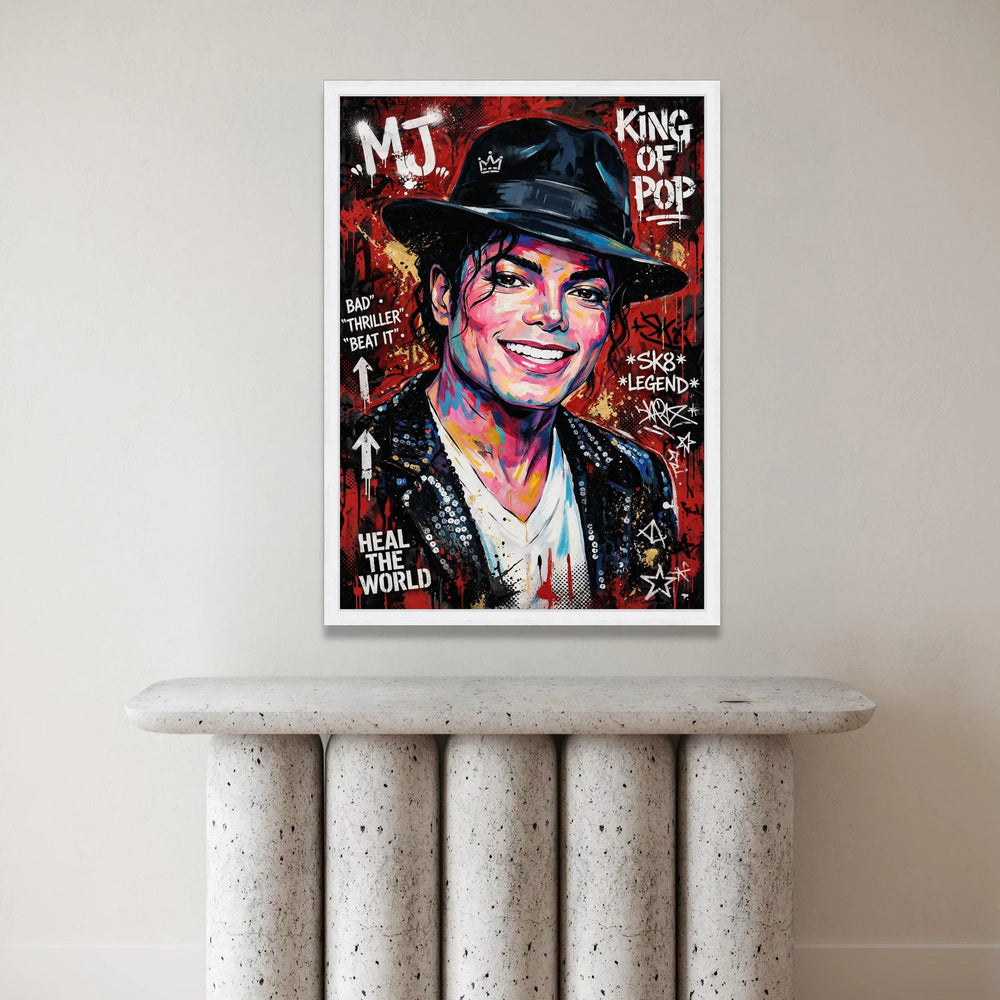 Vibrant Pop Legend Canvas Wall Art, Colorful Music Icon Portrait, Modern Graffiti Style Canvas, Inspirational Home Canvas Print Art