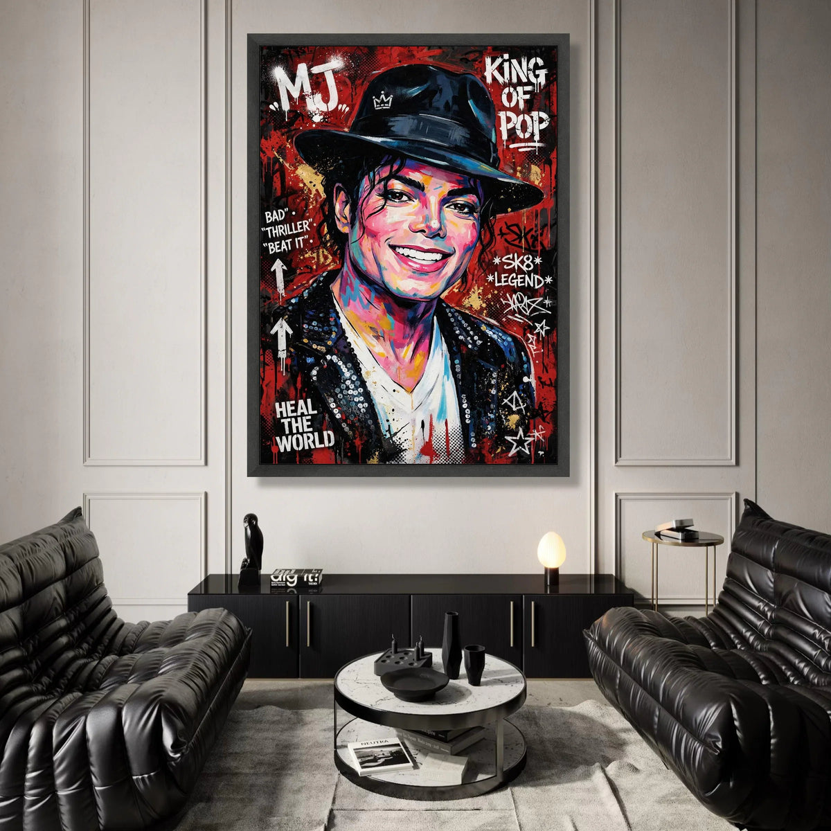 Vibrant Pop Legend Canvas Wall Art, Colorful Music Icon Portrait, Modern Graffiti Style Canvas, Inspirational Home Canvas Print Art