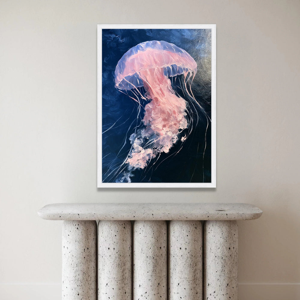 Pink Jellyfish Canvas Wall Art, Ocean Marine Life Painting, Underwater Sea Creature Decor, Nautical Wall Hanging, Home Art Canvas Print Art