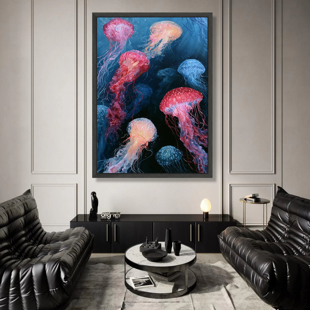 Colorful Jellyfish Canvas Wall Art, Underwater Sea Life Canvas, Ocean Marine Animal Decor, Vibrant Aquarium Art, Ready to Canvas Print Art