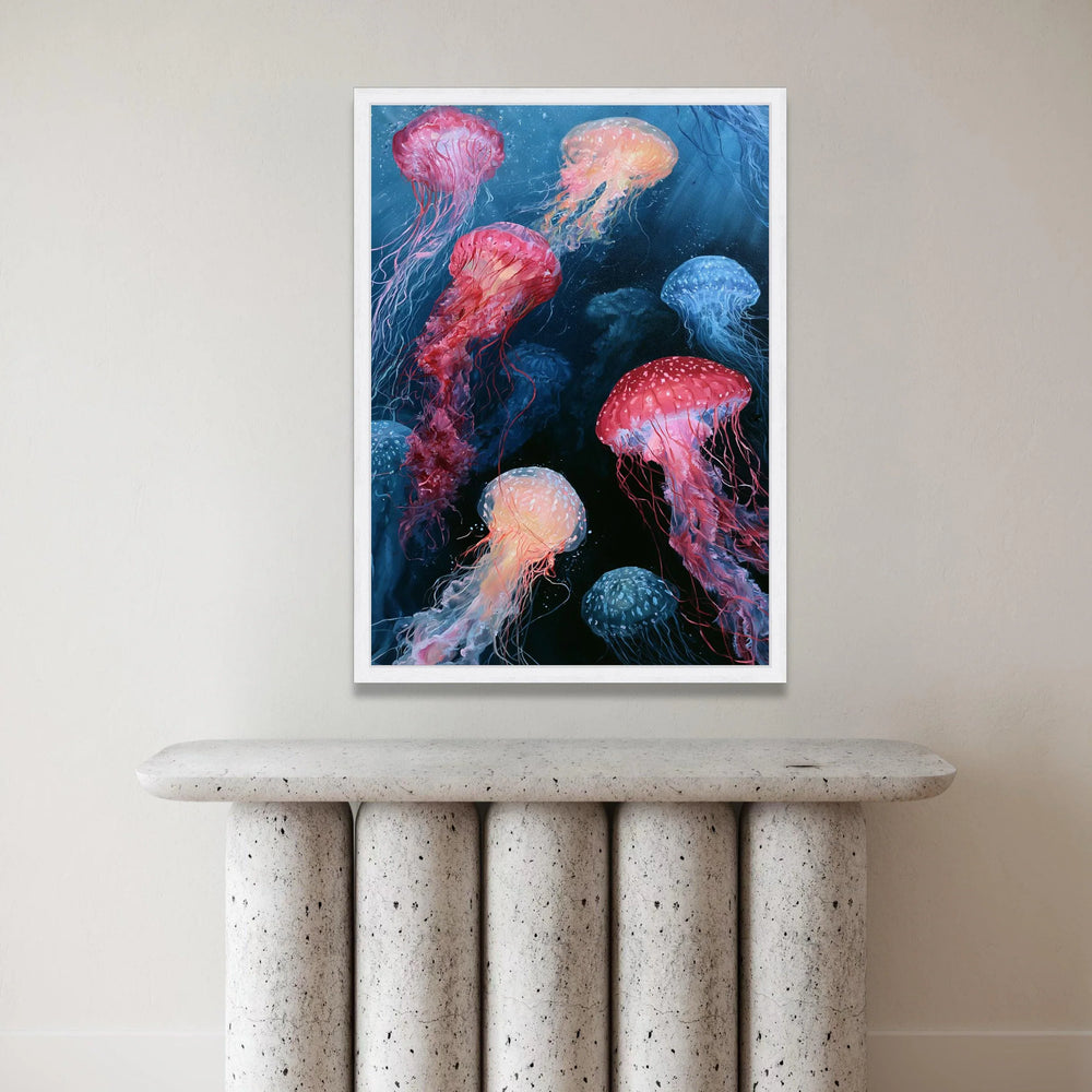 Colorful Jellyfish Canvas Wall Art, Underwater Sea Life Canvas, Ocean Marine Animal Decor, Vibrant Aquarium Art, Ready to Canvas Print Art