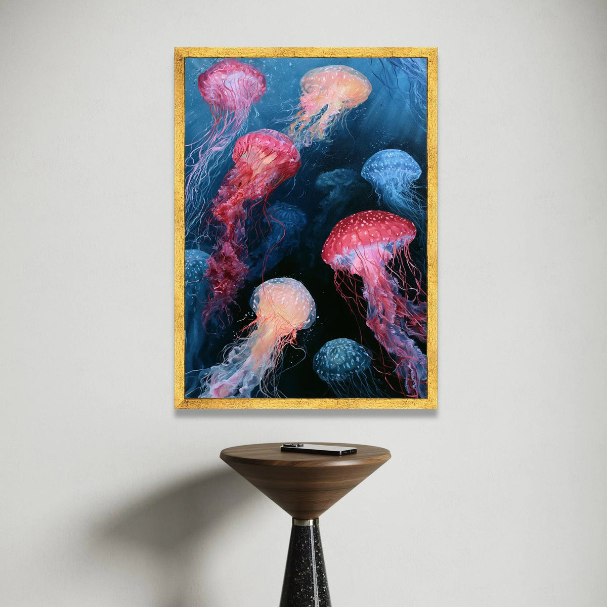 Colorful Jellyfish Canvas Wall Art, Underwater Sea Life Canvas, Ocean Marine Animal Decor, Vibrant Aquarium Art, Ready to Canvas Print Art