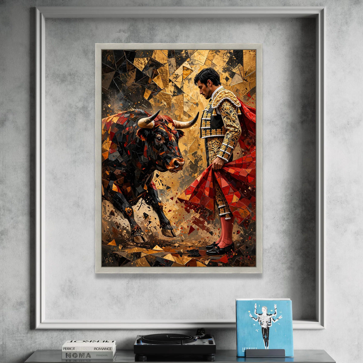 Bold Matador and Charging Bull Canvas, Spanish Bullfight Art, Dramatic Wall Decoration, Vibrant Cultural Canvas Print, Canvas Print Art