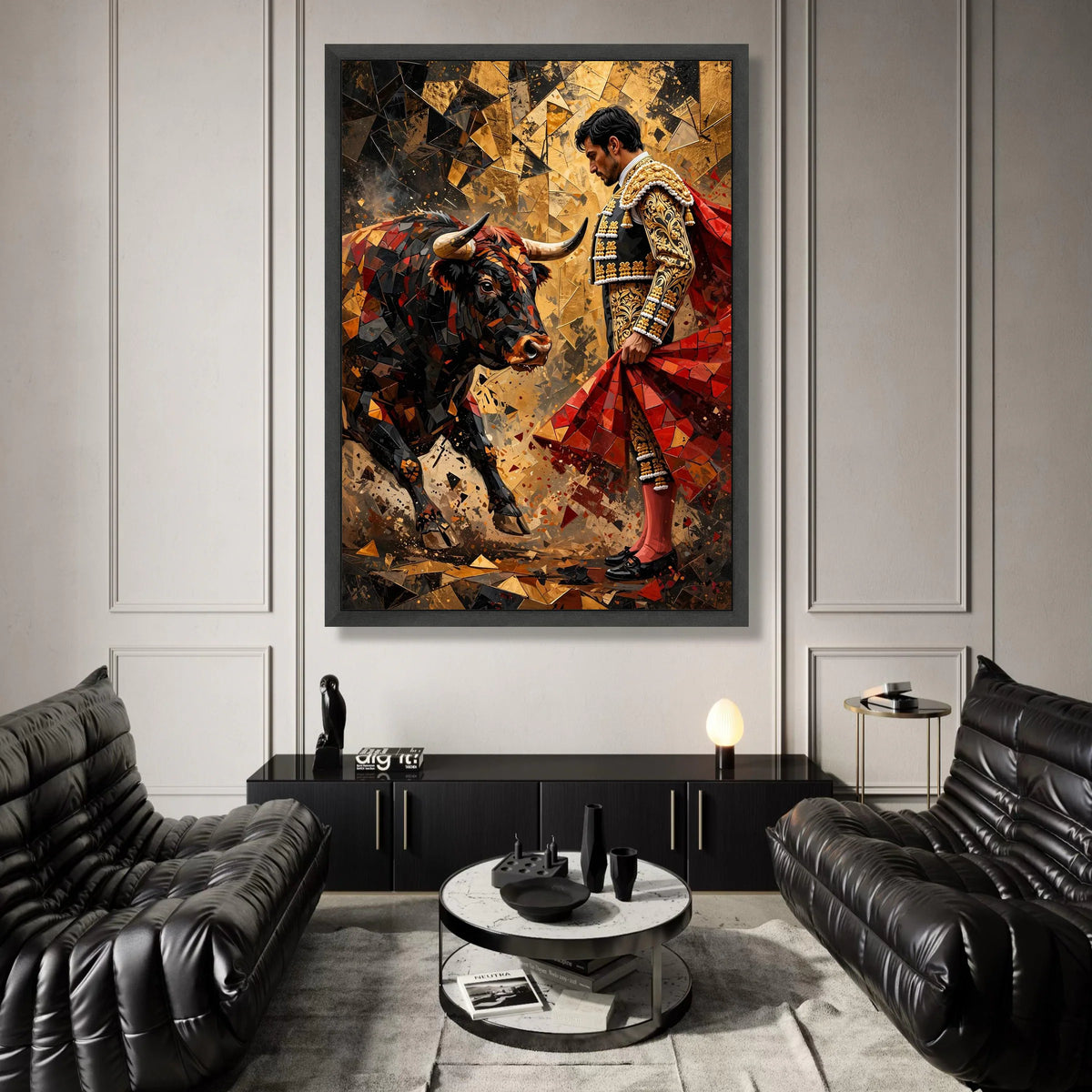 Bold Matador and Charging Bull Canvas, Spanish Bullfight Art, Dramatic Wall Decoration, Vibrant Cultural Canvas Print, Canvas Print Art