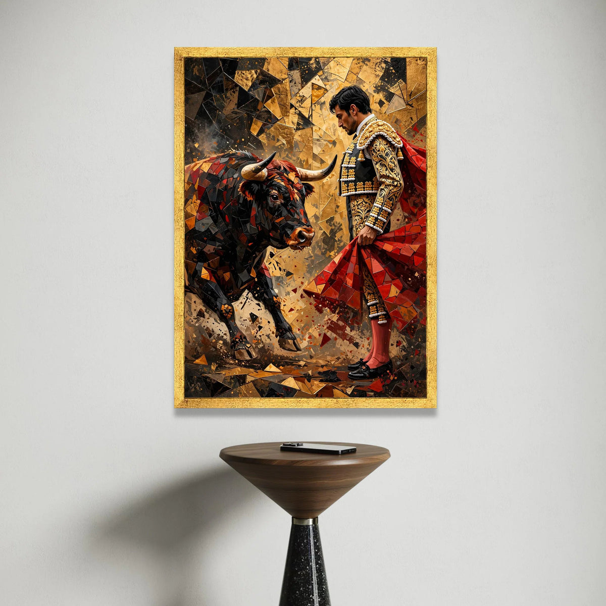 Bold Matador and Charging Bull Canvas, Spanish Bullfight Art, Dramatic Wall Decoration, Vibrant Cultural Canvas Print, Canvas Print Art
