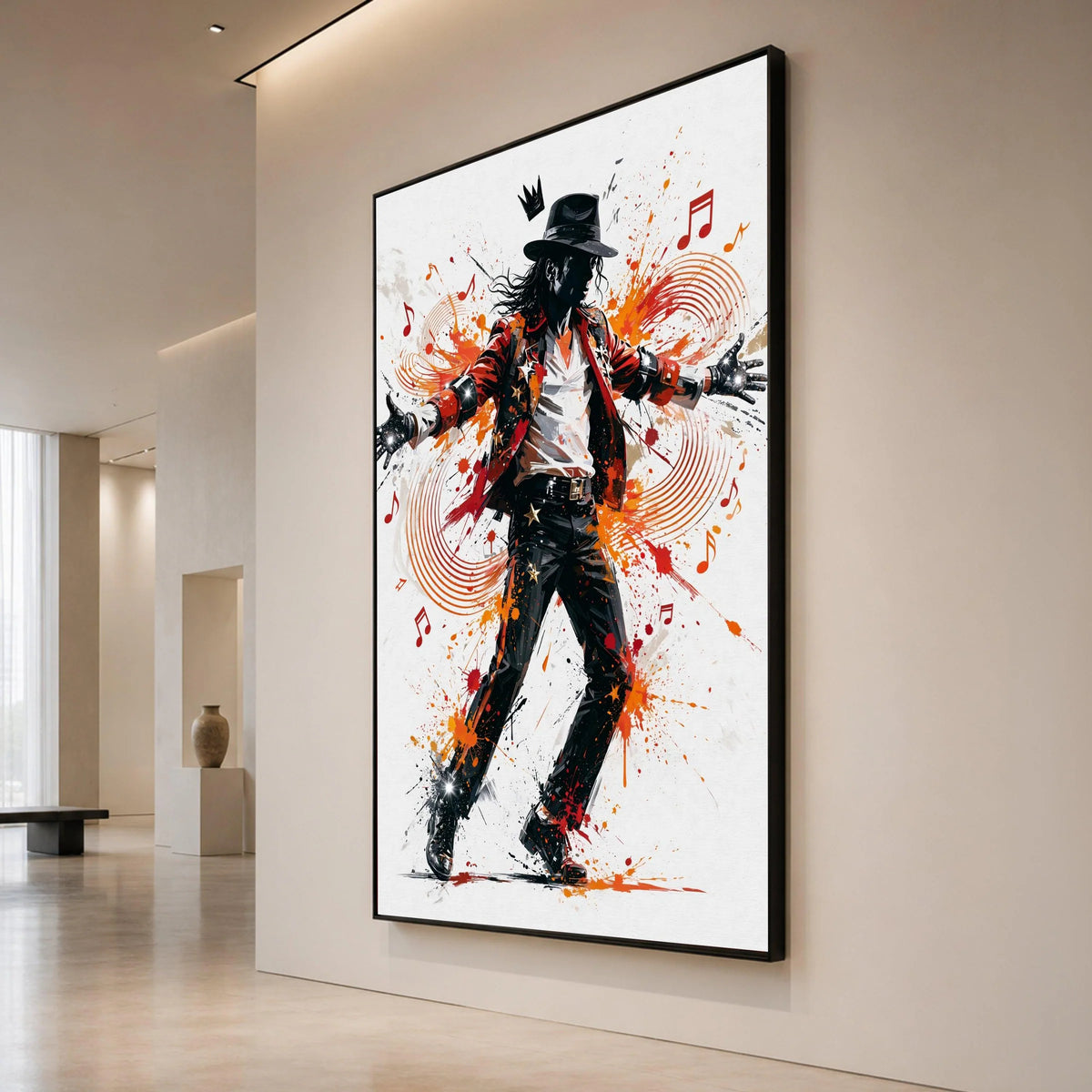 Dynamic Music Icon Dance Pose Canvas, Pop Star Wall Art, Modern Music Illustration, Vibrant Performance Canvas, Home Decor Canvas Print Art