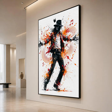 Dynamic Music Icon Dance Pose Canvas, Pop Star Wall Art, Modern Music Illustration, Vibrant Performance Canvas, Home Decor Canvas Print Art