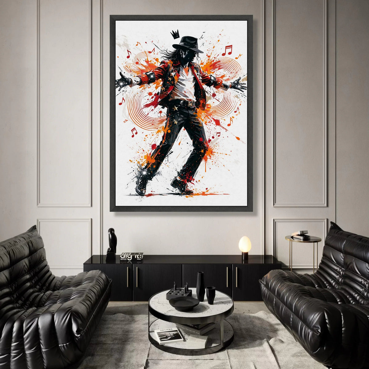 Dynamic Music Icon Dance Pose Canvas, Pop Star Wall Art, Modern Music Illustration, Vibrant Performance Canvas, Home Decor Canvas Print Art