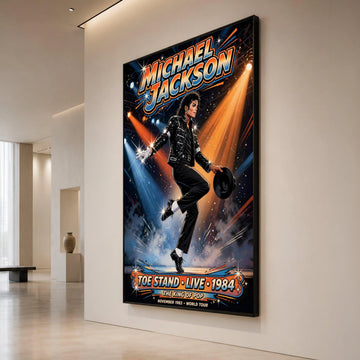 Michael Jackson Toe Stand Canvas, 1984 Live Performance Wall Art, King of Pop Tour Poster, Music Icon Canvas Decoration Canvas Print Art