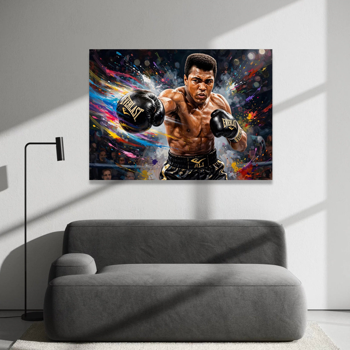 Dynamic Boxing Portrait Canvas, Powerful Fighter Wall Art, Sports Action Canvas, Athletic Home Decor, Modern Sports Artwork Canvas Print Art