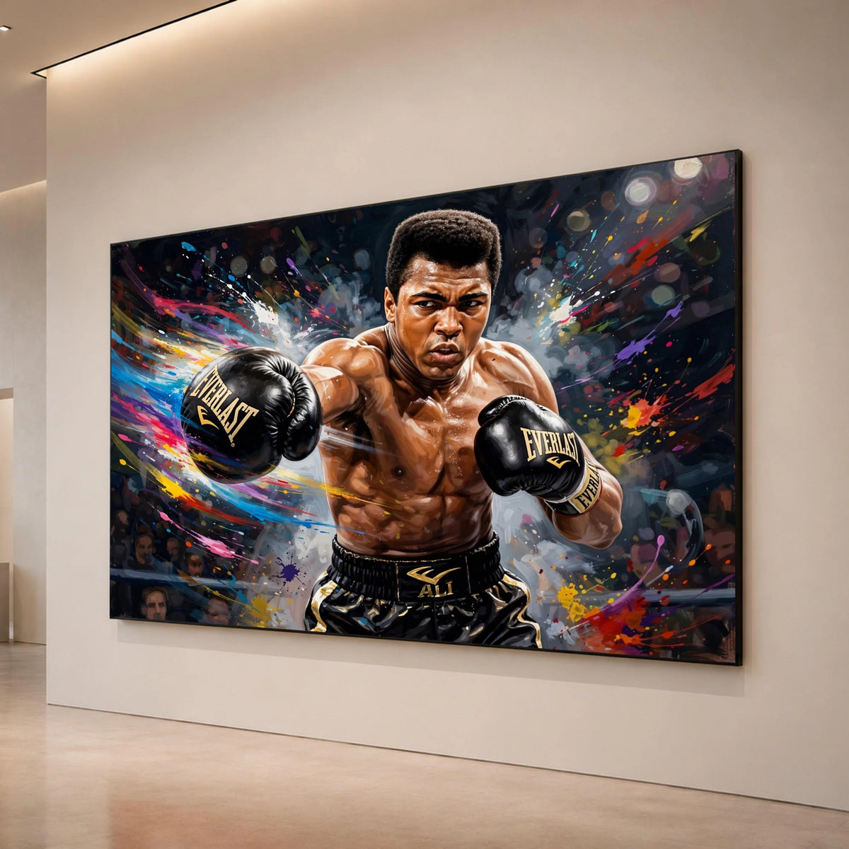 Dynamic Boxing Portrait Canvas, Powerful Fighter Wall Art, Sports Action Canvas, Athletic Home Decor, Modern Sports Artwork Canvas Print Art