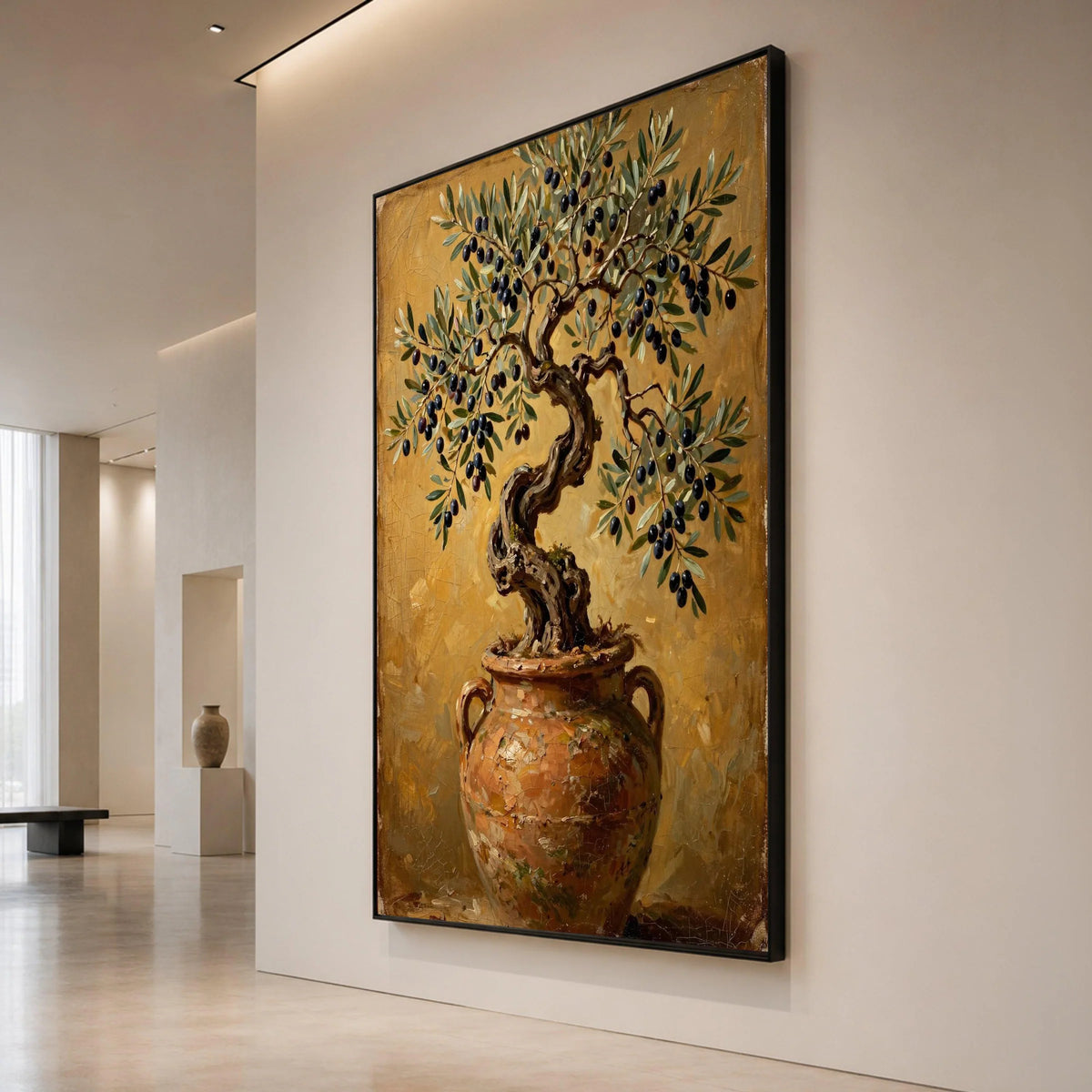 Olive Tree Rustic Pot Canvas Wall Art, Mediterranean Plant Decor, Nature Botanical Canvas, Rustic Home Decoration, Ready to Canvas Print Art
