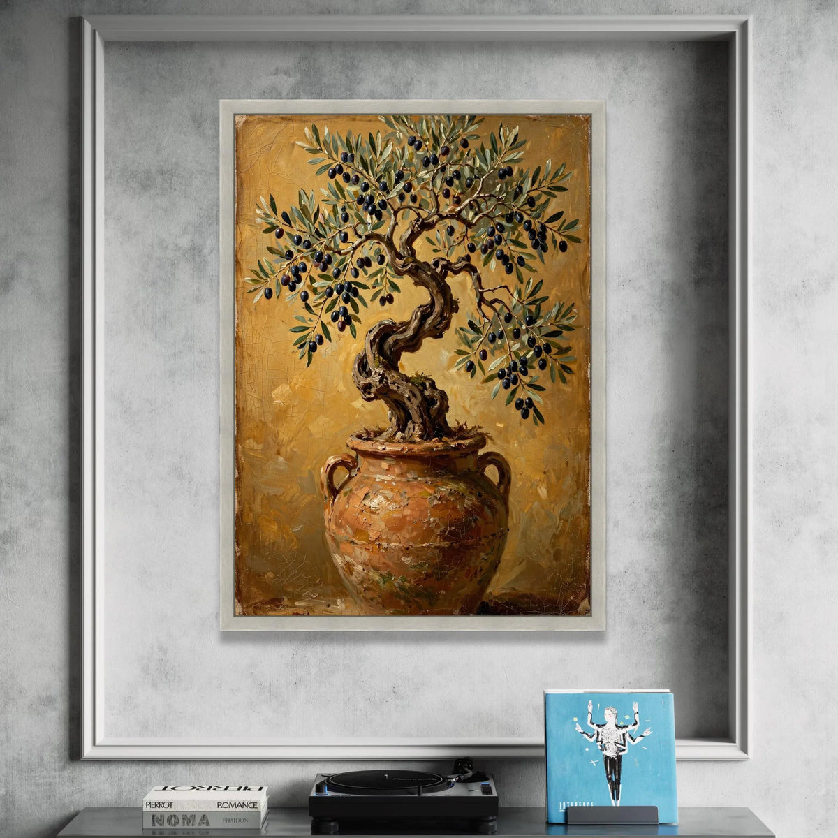 Olive Tree Rustic Pot Canvas Wall Art, Mediterranean Plant Decor, Nature Botanical Canvas, Rustic Home Decoration, Ready to Canvas Print Art