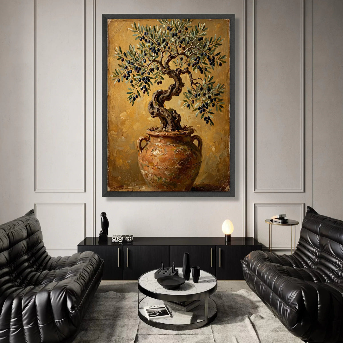 Olive Tree Rustic Pot Canvas Wall Art, Mediterranean Plant Decor, Nature Botanical Canvas, Rustic Home Decoration, Ready to Canvas Print Art