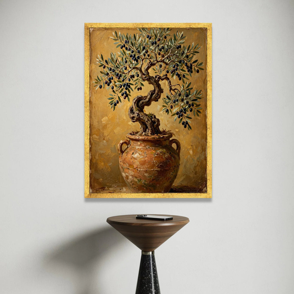 Olive Tree Rustic Pot Canvas Wall Art, Mediterranean Plant Decor, Nature Botanical Canvas, Rustic Home Decoration, Ready to Canvas Print Art